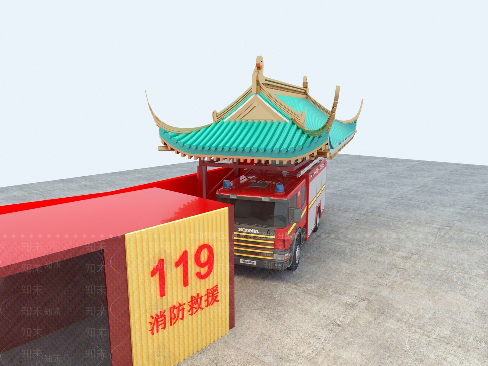消防车3D模型下载【ID:1152390483】