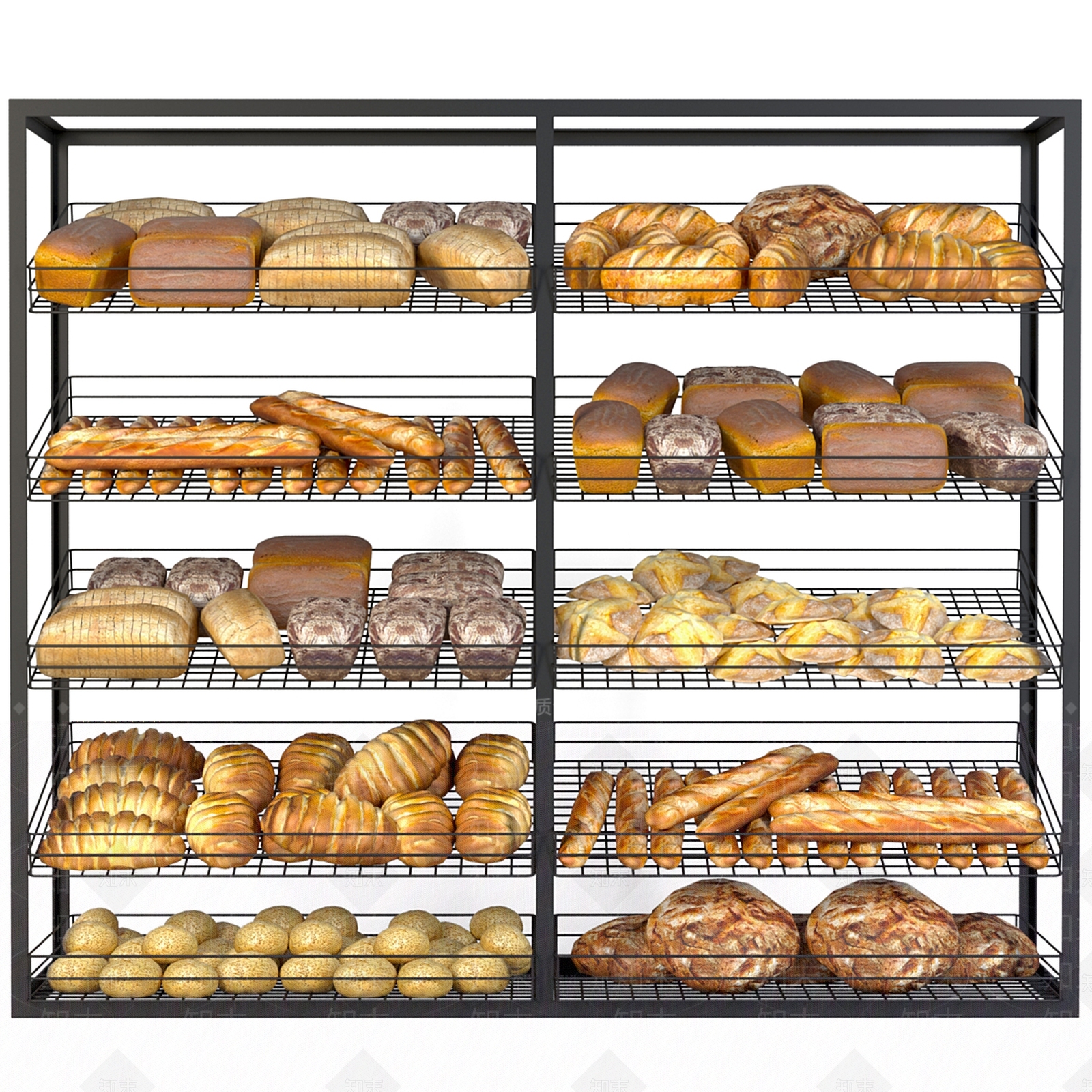 现代烘焙面包货架SU模型下载【ID:1152395093】