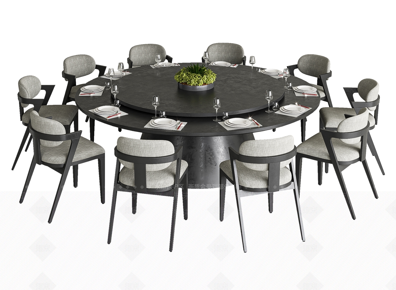 新中式餐桌椅组合3D模型下载【ID:1152397360】