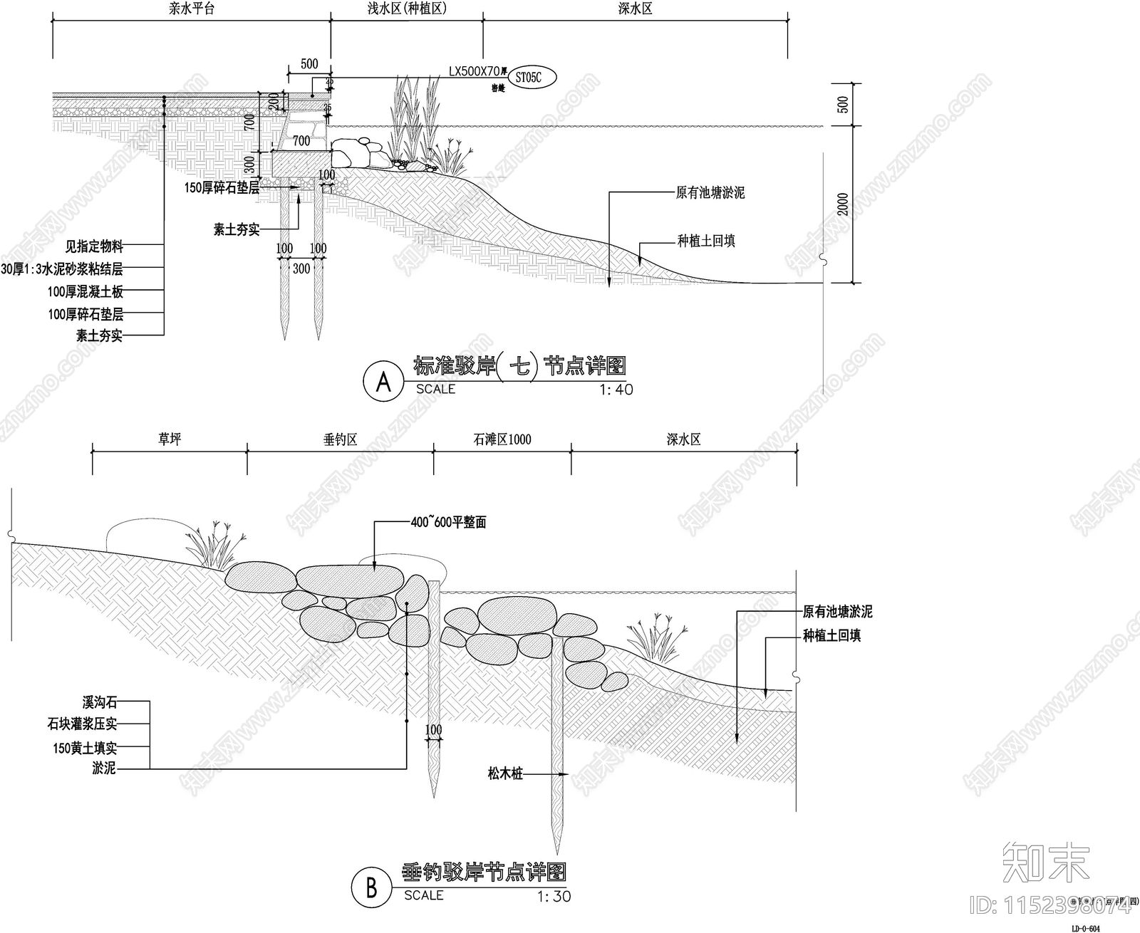 水系水景驳岸做法详图施工图下载【ID:1152398074】