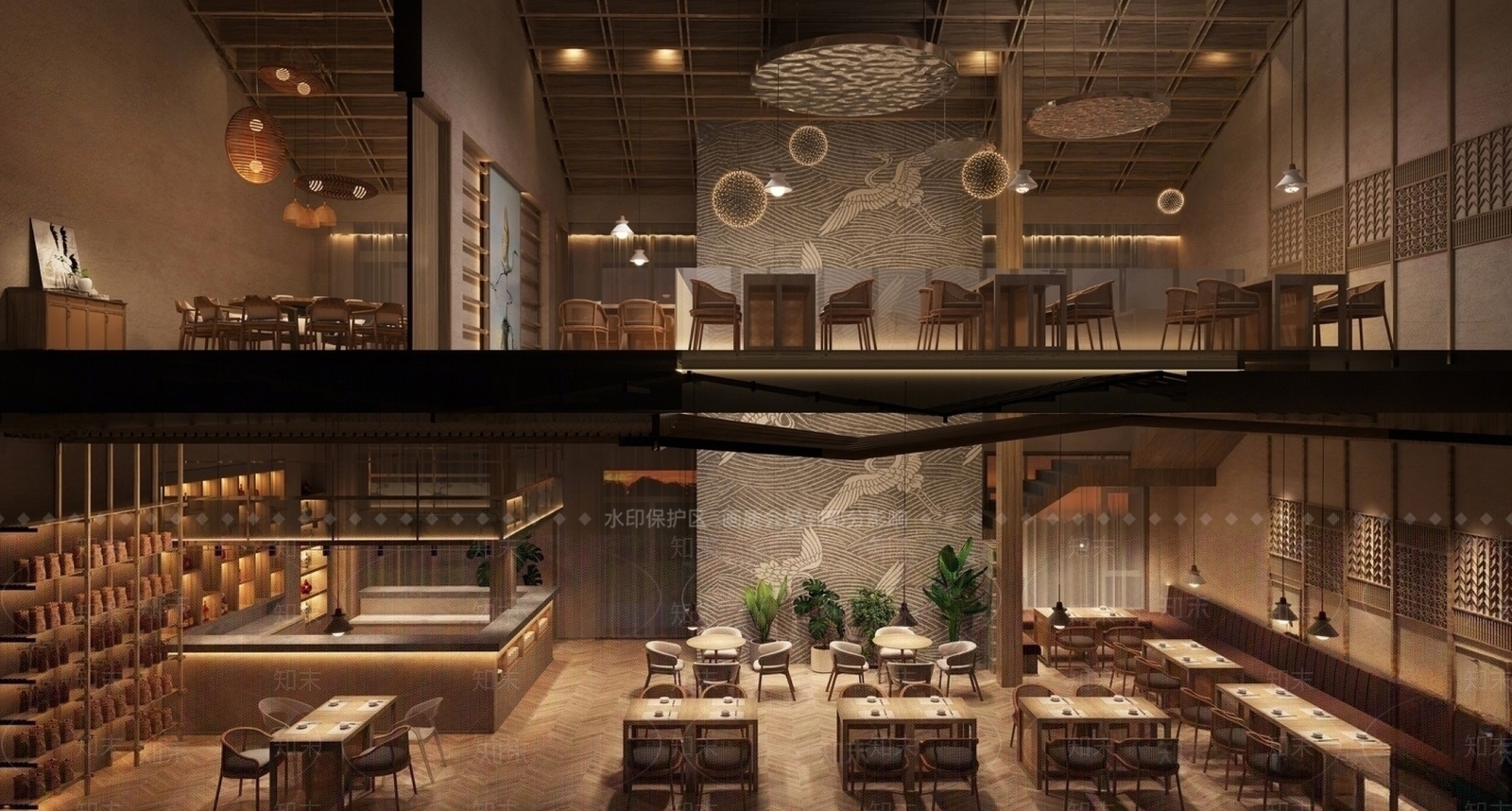 新中式中餐厅3D模型下载【ID:1152398632】