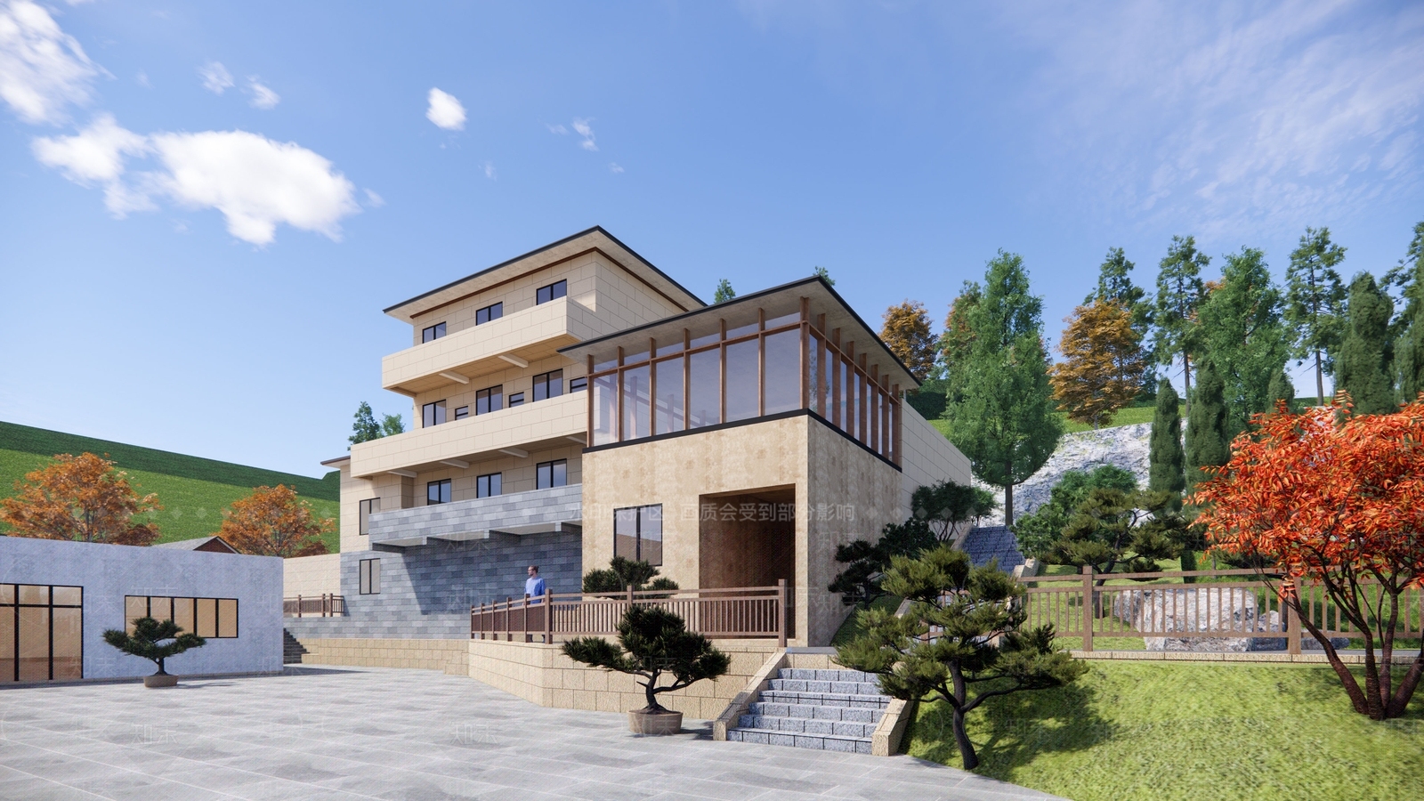 新中式乡村公园SU模型下载【ID:1152402346】