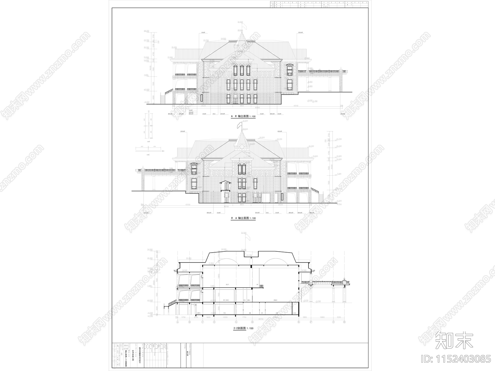 会所建筑竣工图cad施工图下载【ID:1152403085】