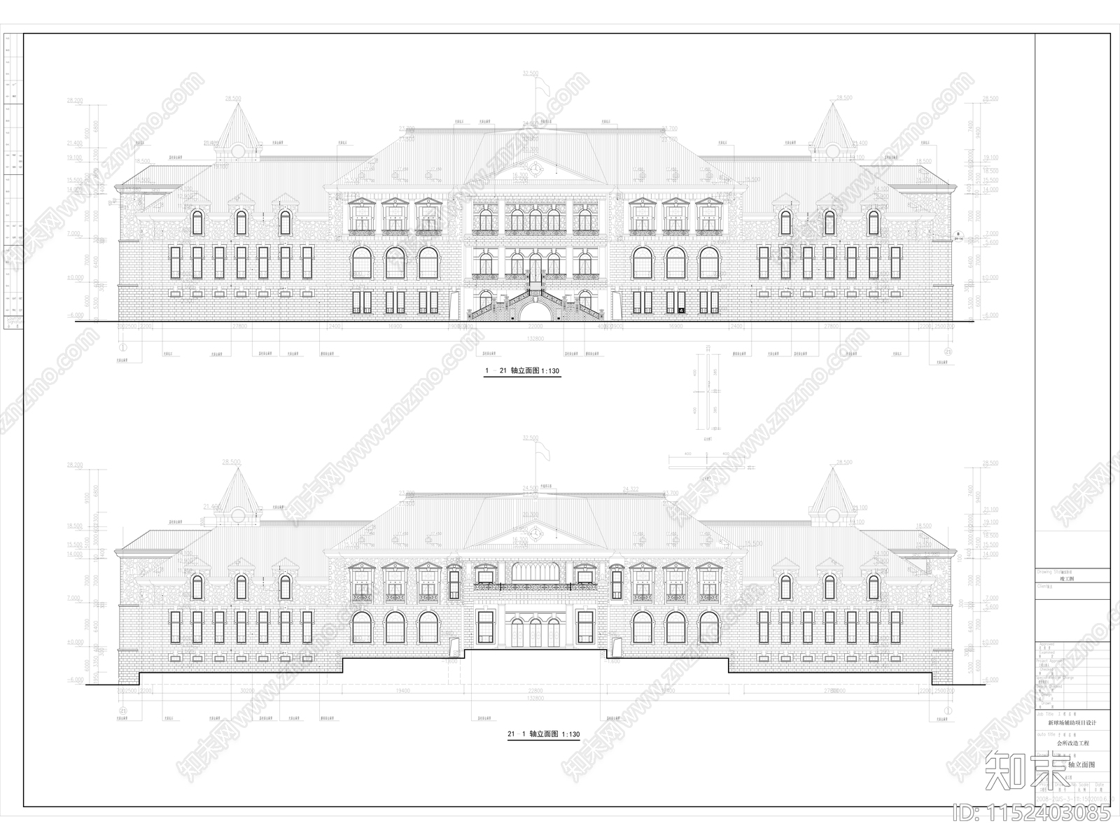 会所建筑竣工图cad施工图下载【ID:1152403085】