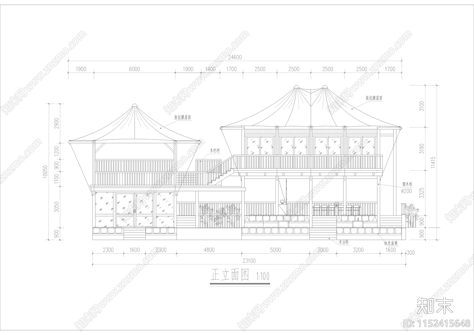 帐篷酒店建筑施工图下载【ID:1152415648】