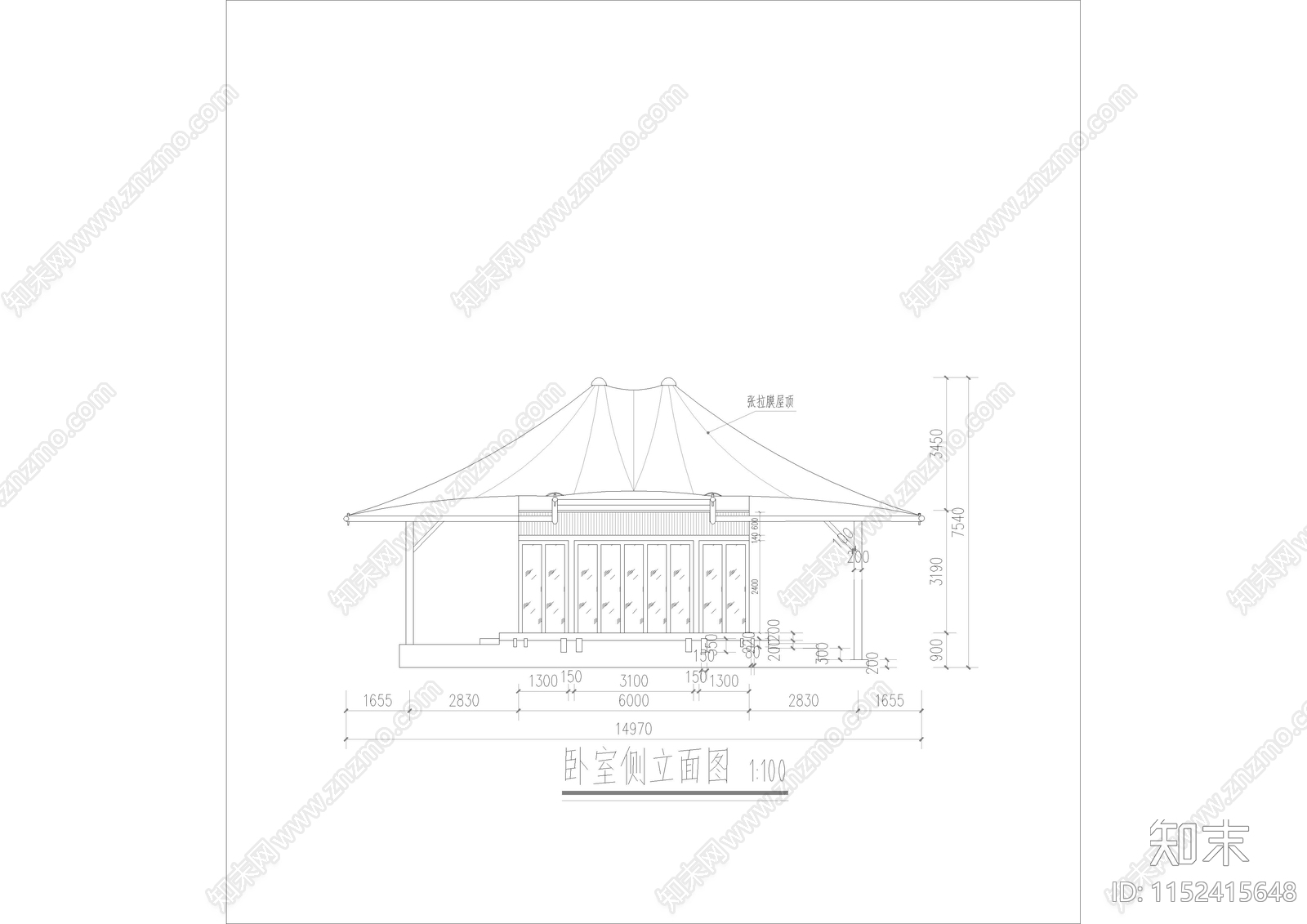 帐篷酒店建筑施工图下载【ID:1152415648】