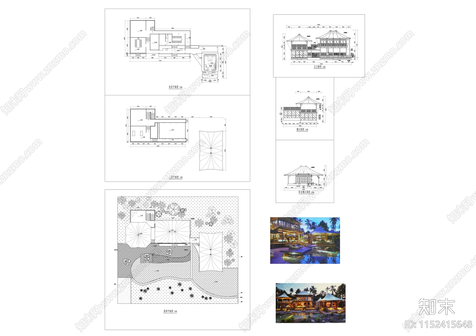 帐篷酒店建筑施工图下载【ID:1152415648】