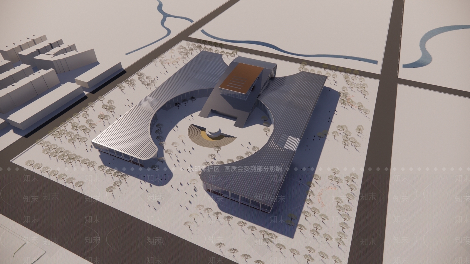 现代展览馆建筑SU模型下载【ID:1152417751】