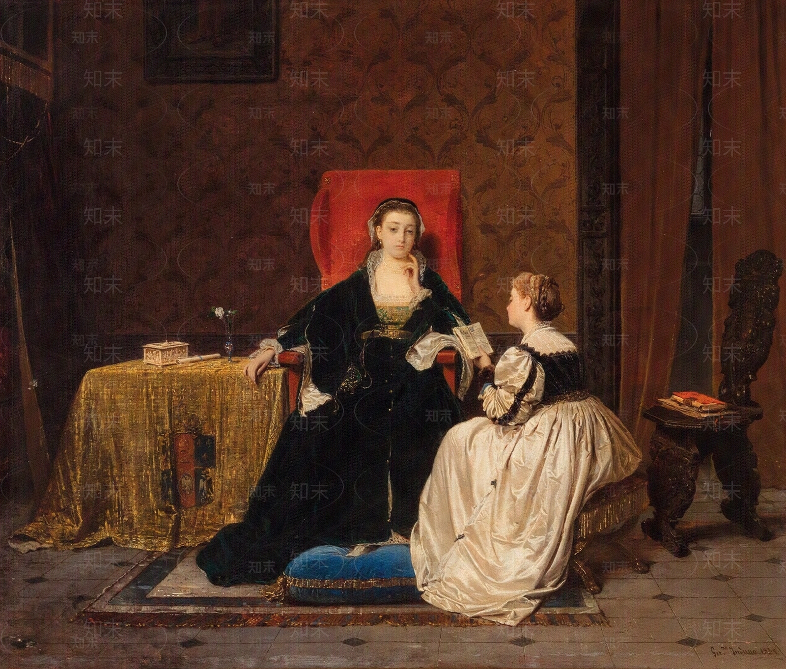欧式宫廷人物油画装饰画贴图下载【ID:1152419259】