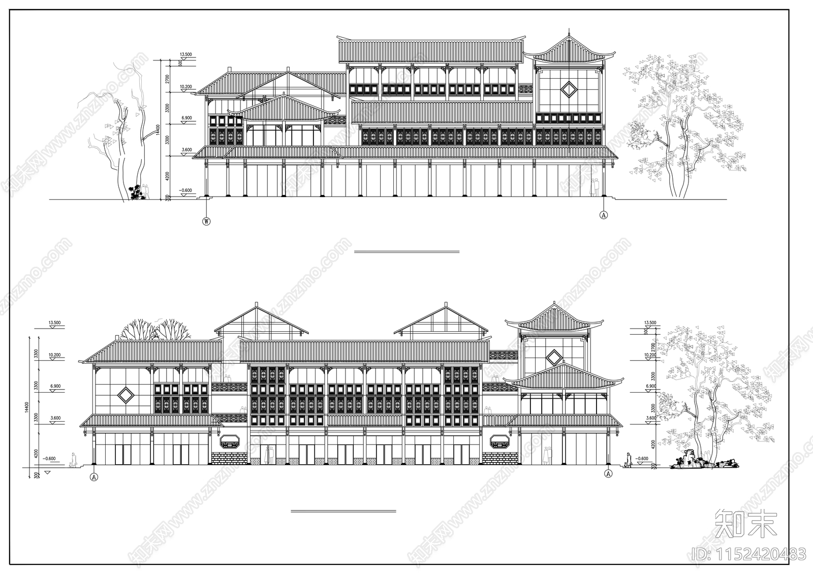 中式cad施工图下载【ID:1152420483】