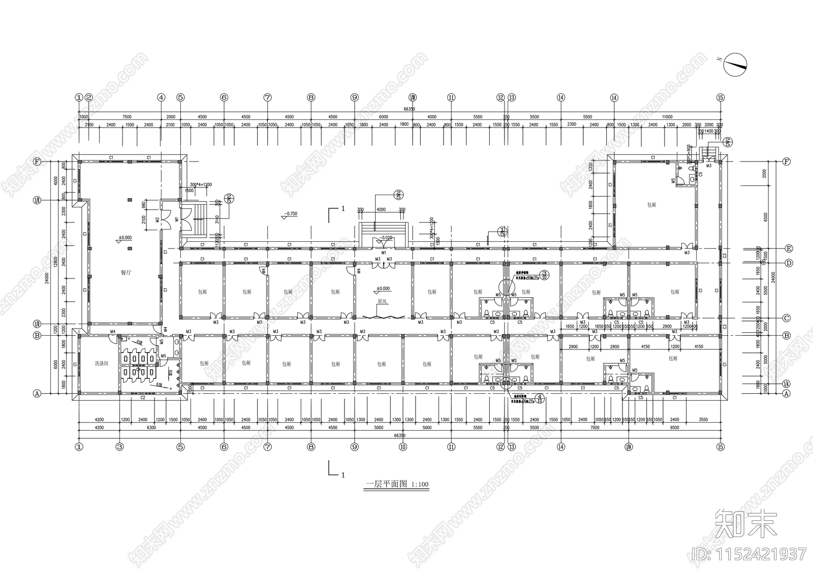 仿古古建筑农业园建筑cad施工图下载【ID:1152421937】