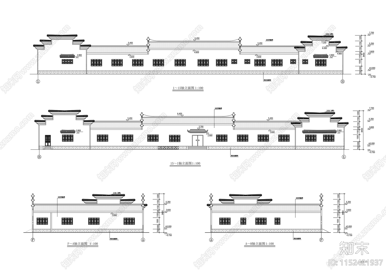 仿古古建筑农业园建筑cad施工图下载【ID:1152421937】