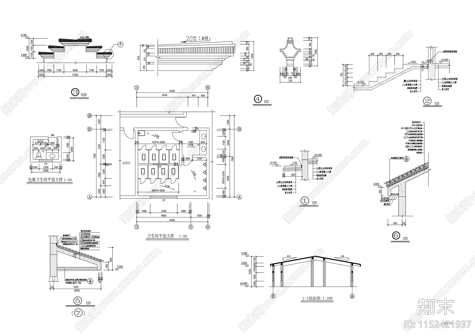 仿古古建筑农业园建筑cad施工图下载【ID:1152421937】