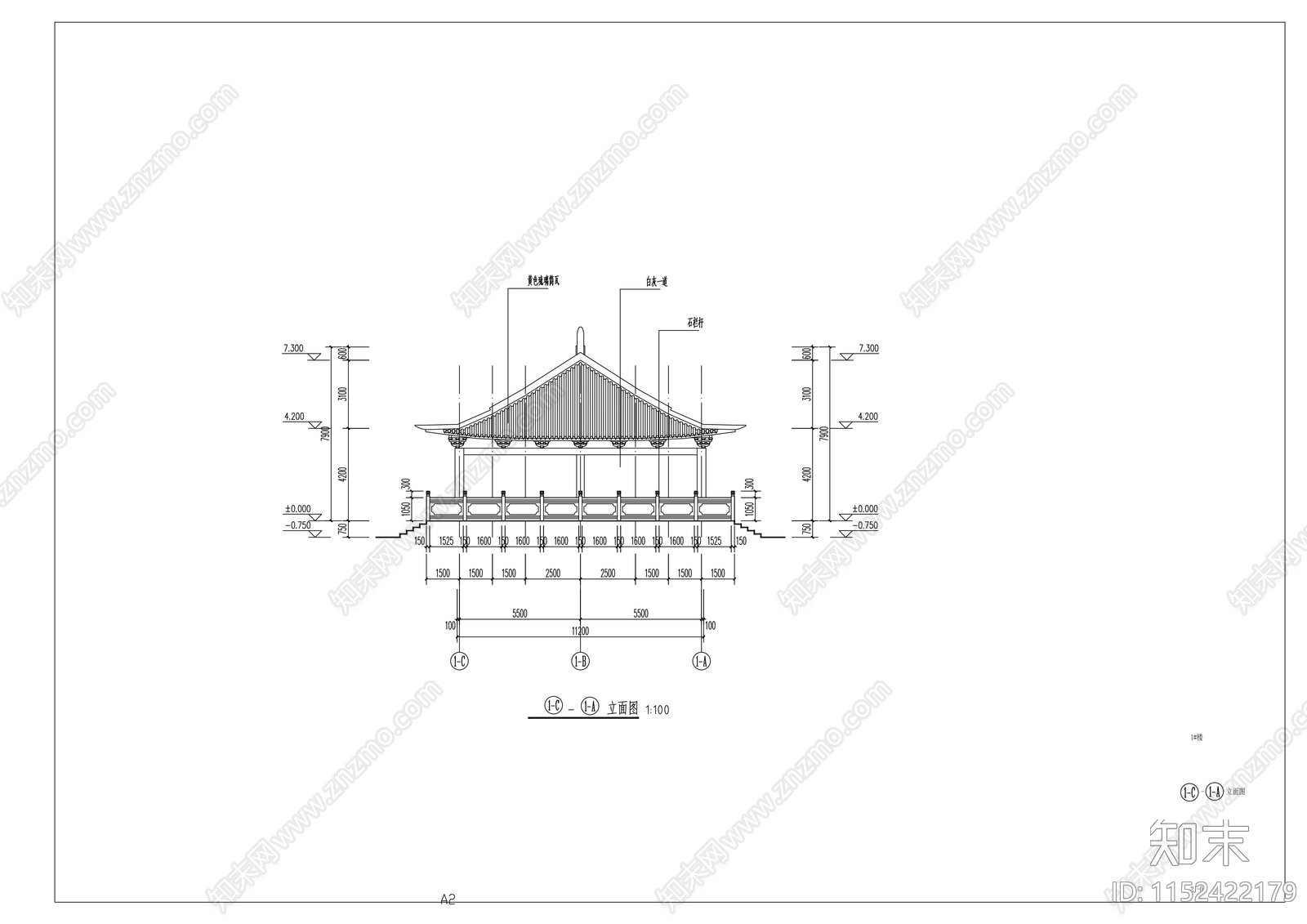 公墓园建筑施工图下载【ID:1152422179】