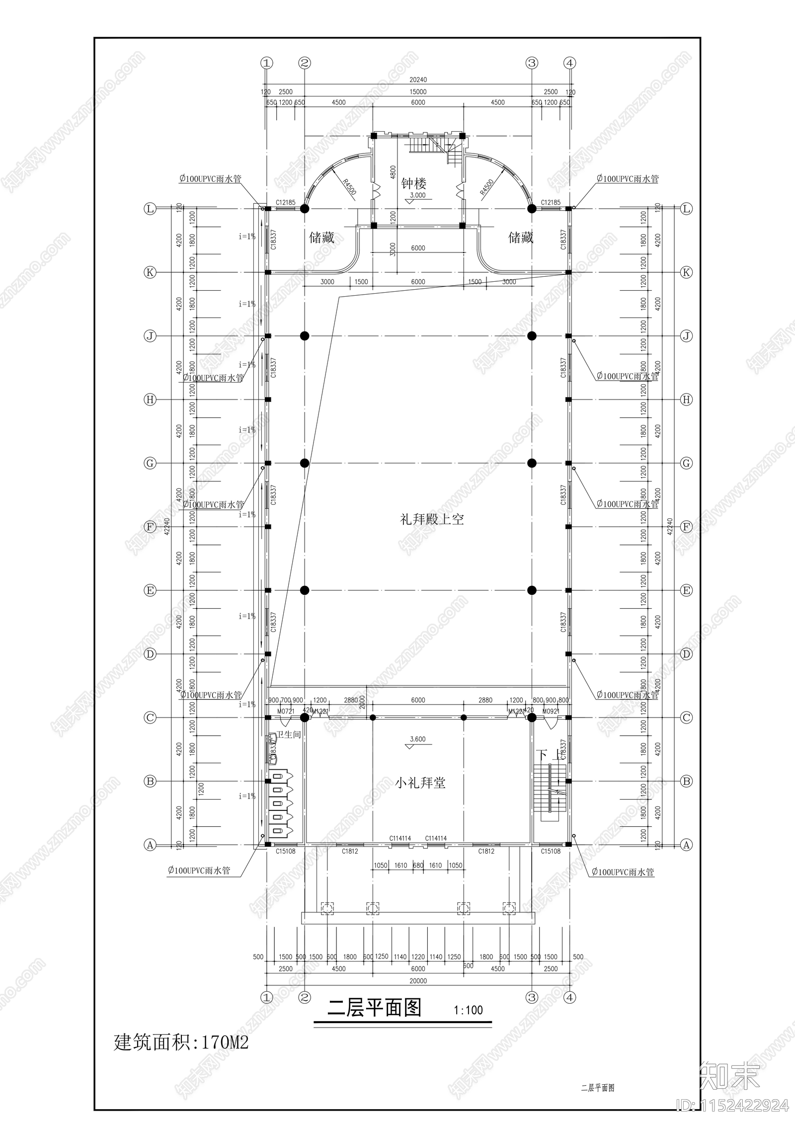 基督教堂建筑施工图下载【ID:1152422924】