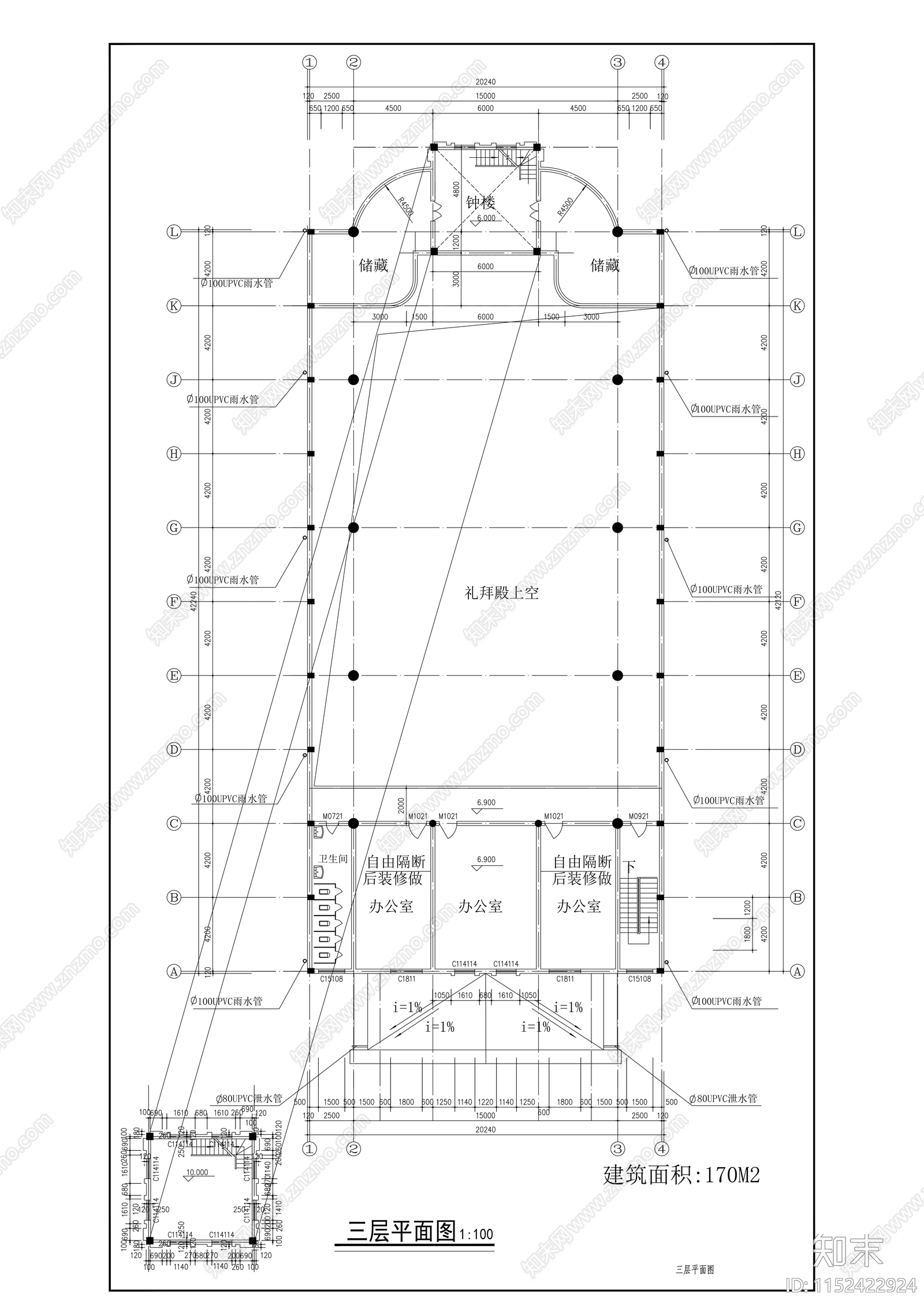 基督教堂建筑施工图下载【ID:1152422924】