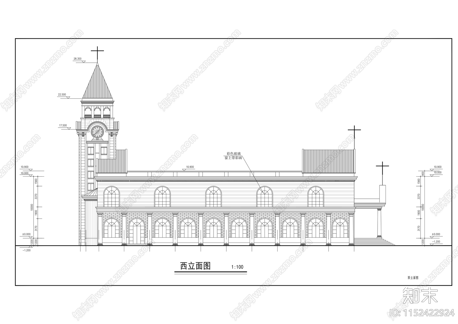 基督教堂建筑施工图下载【ID:1152422924】