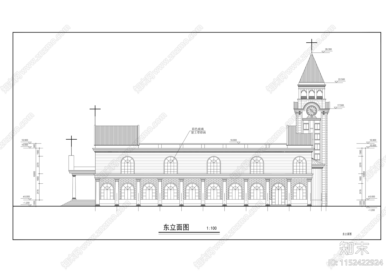 基督教堂建筑施工图下载【ID:1152422924】