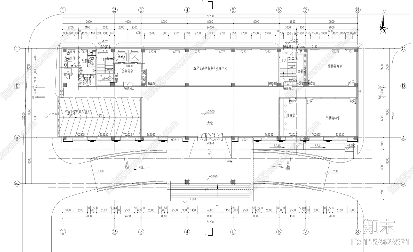 海监大队业务用房建筑cad施工图下载【ID:1152423571】