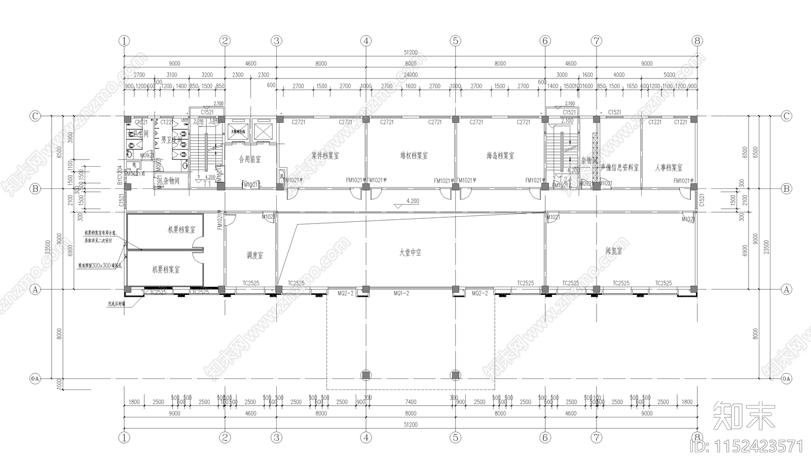 海监大队业务用房建筑cad施工图下载【ID:1152423571】