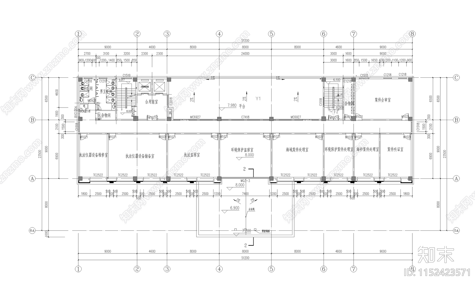 海监大队业务用房建筑cad施工图下载【ID:1152423571】