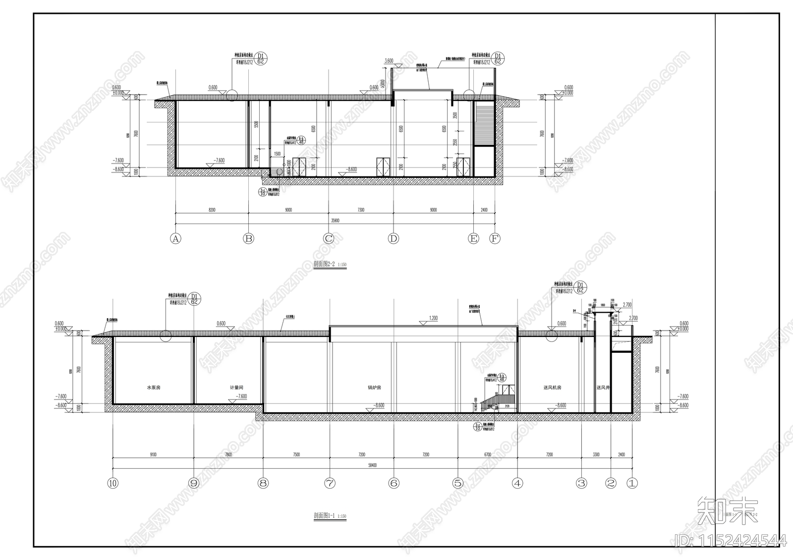 能源站建筑cad施工图下载【ID:1152424544】