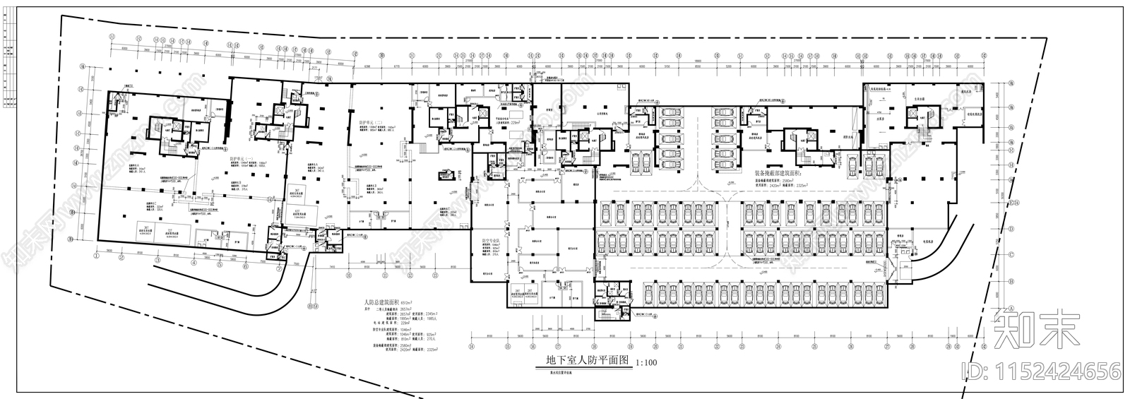 人防地下室建筑cad施工图下载【ID:1152424656】