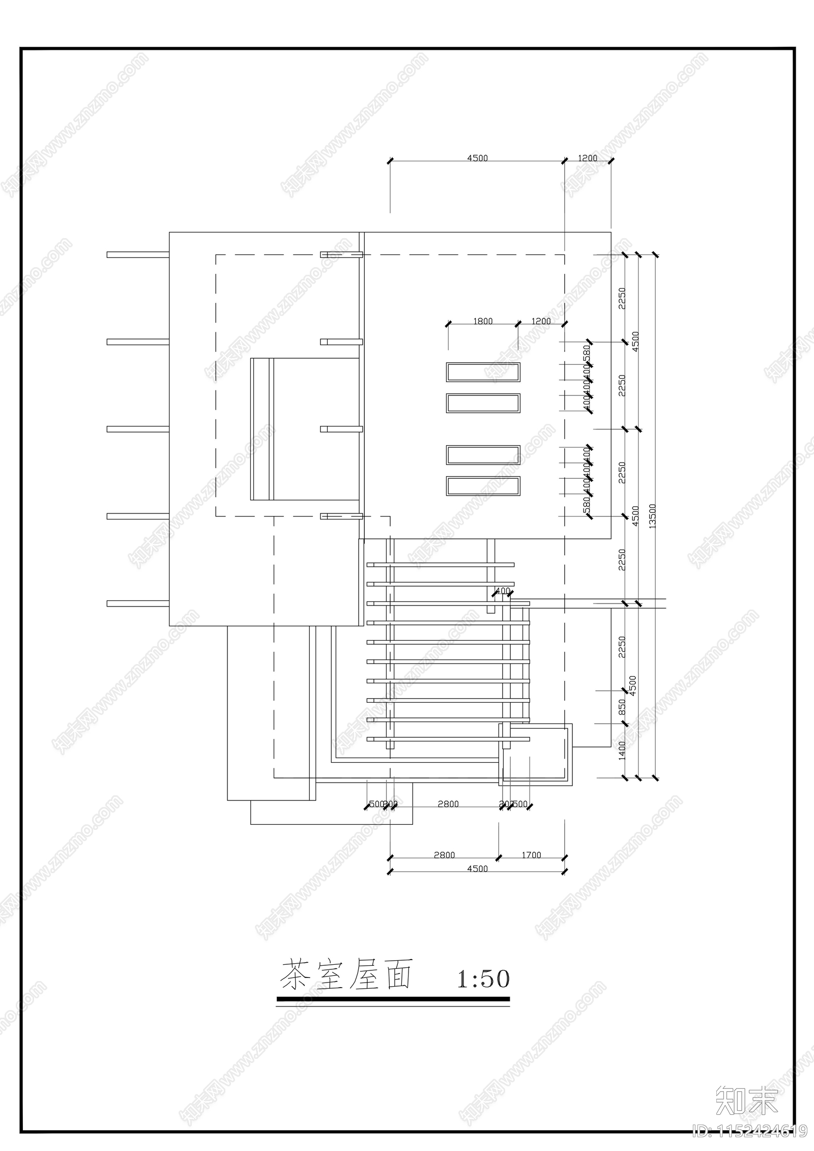 山顶缆车配套茶室建筑cad施工图下载【ID:1152424619】