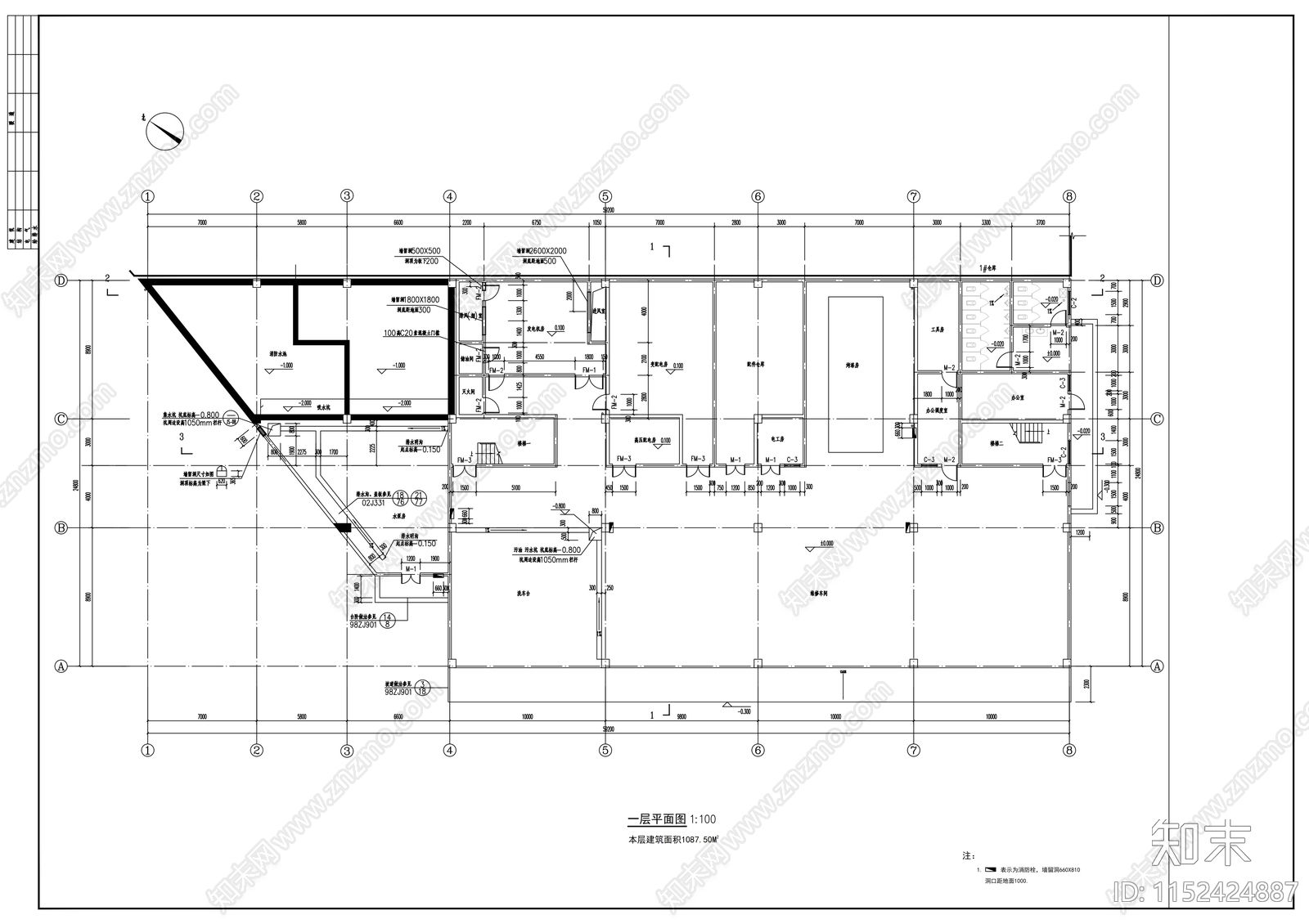 物流示范基地工程建筑cad施工图下载【ID:1152424887】