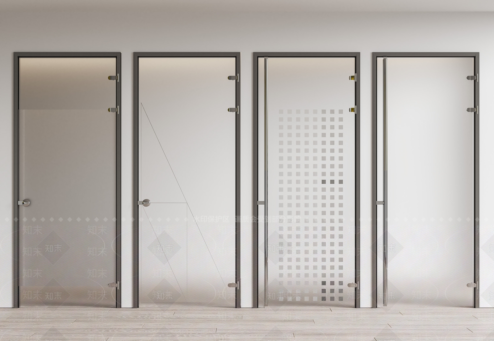 现代办公玻璃单开门3D模型下载【ID:1152429769】