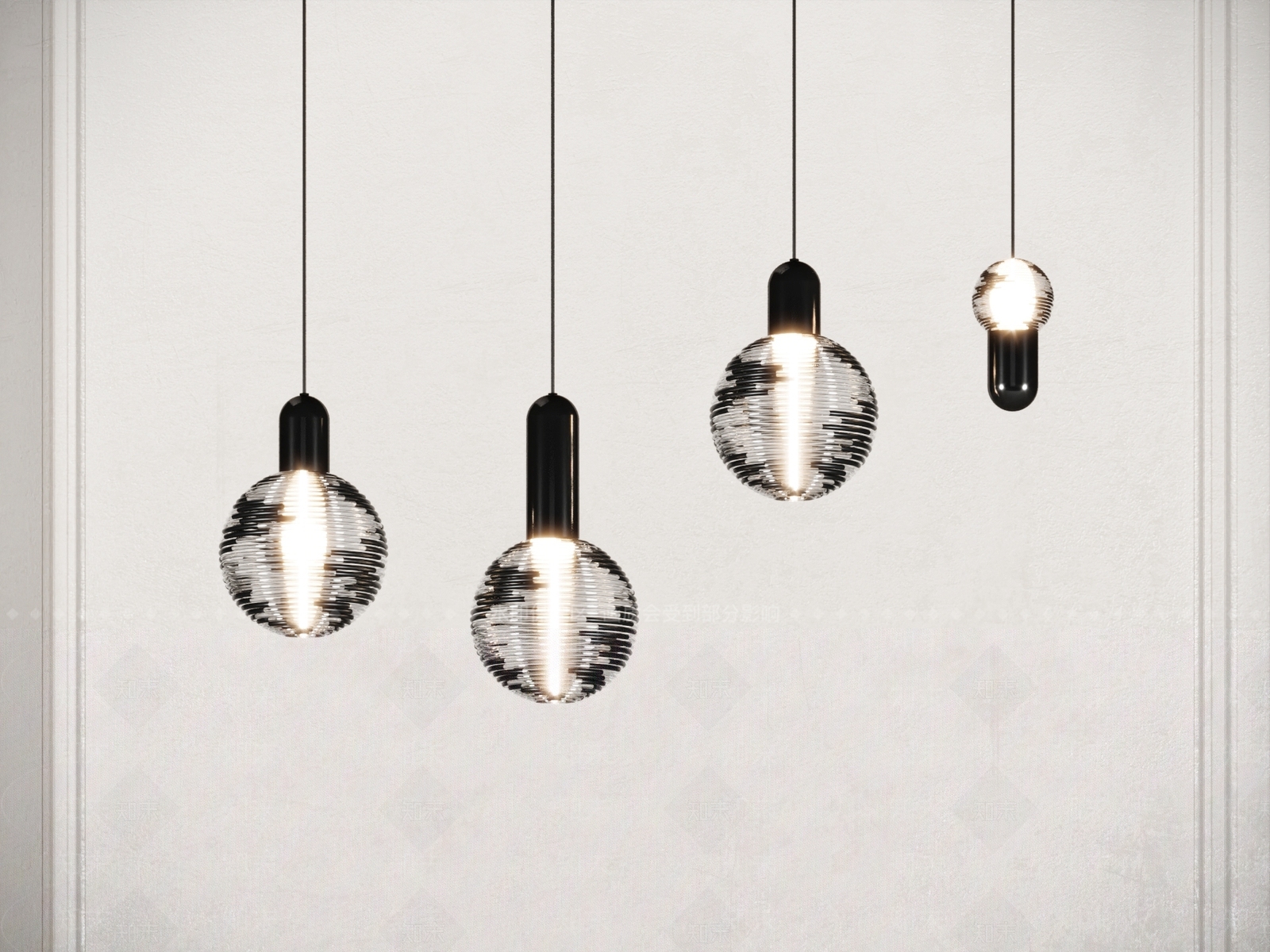 现代球形小吊灯SU模型下载【ID:1152432195】