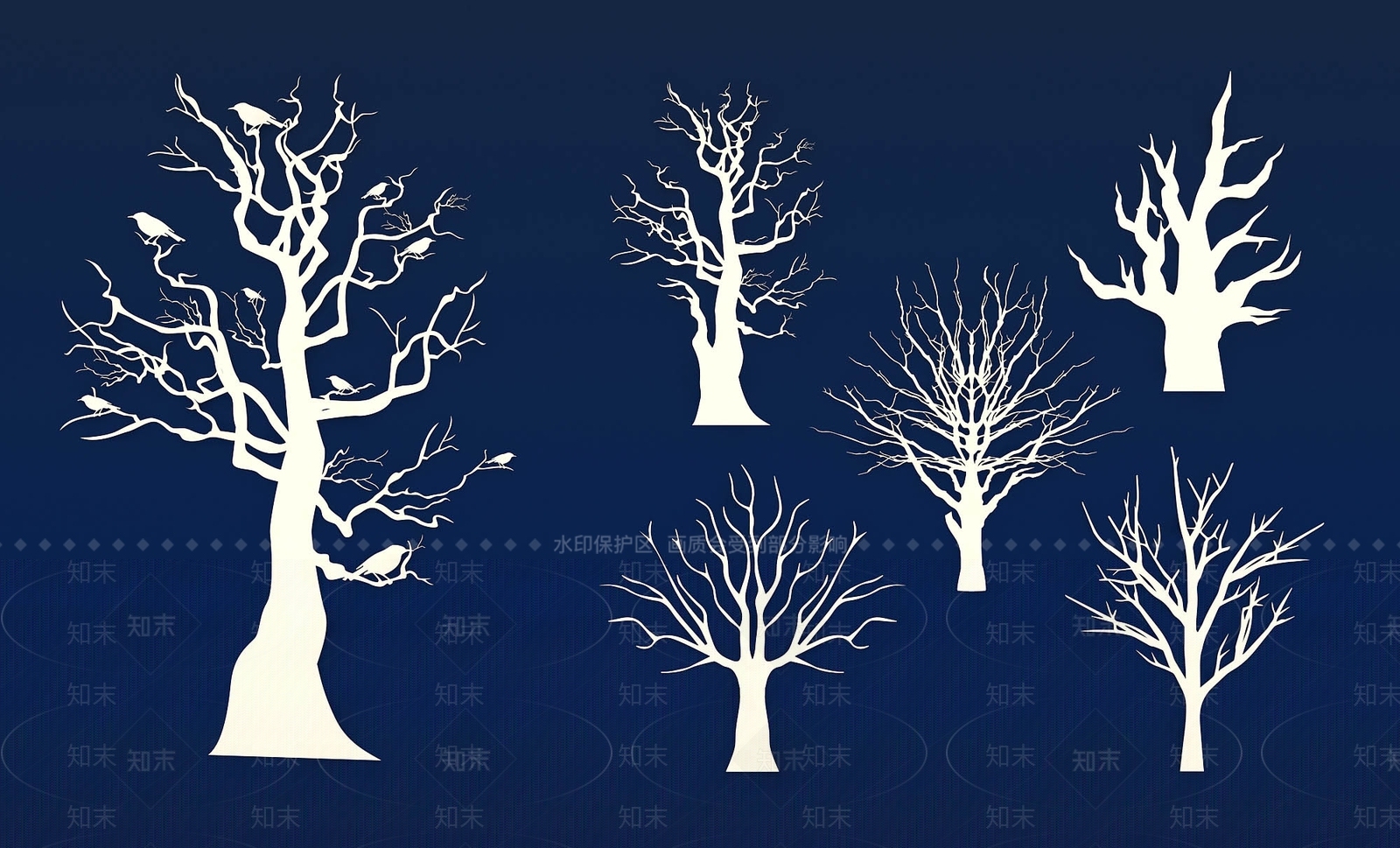 现代树枝剪影墙饰3D模型下载【ID:1152435161】