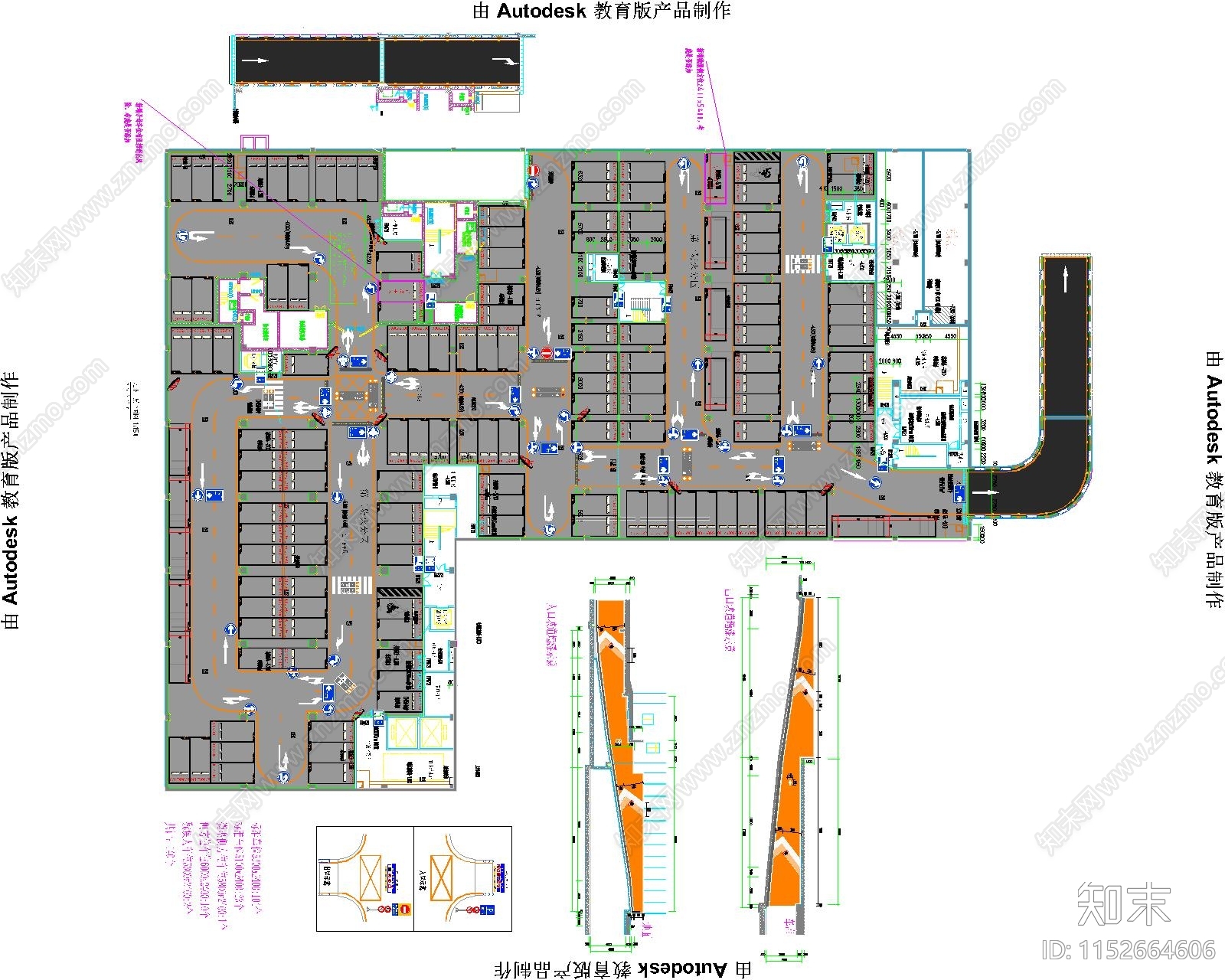 地下车库车位涂装图cad施工图下载【ID:1152664606】