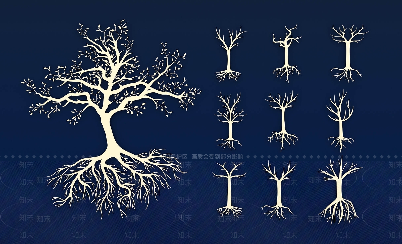 现代树枝剪影墙饰3D模型下载【ID:1152435405】