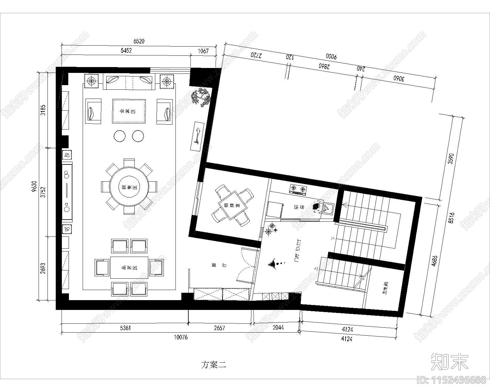 私人会所平面cad施工图下载【ID:1152436688】