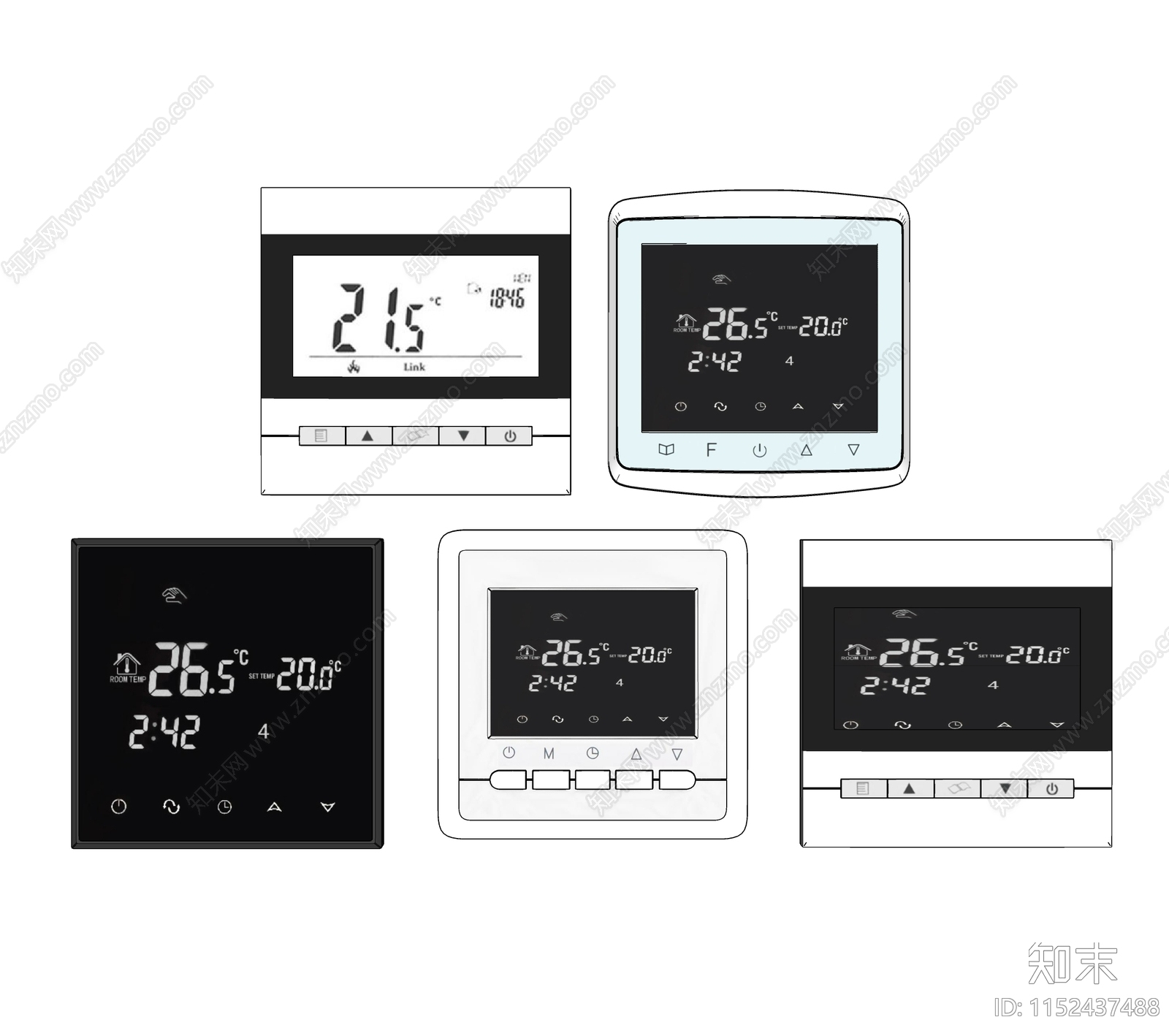 现代空调开关面板SU模型下载【ID:1152437488】