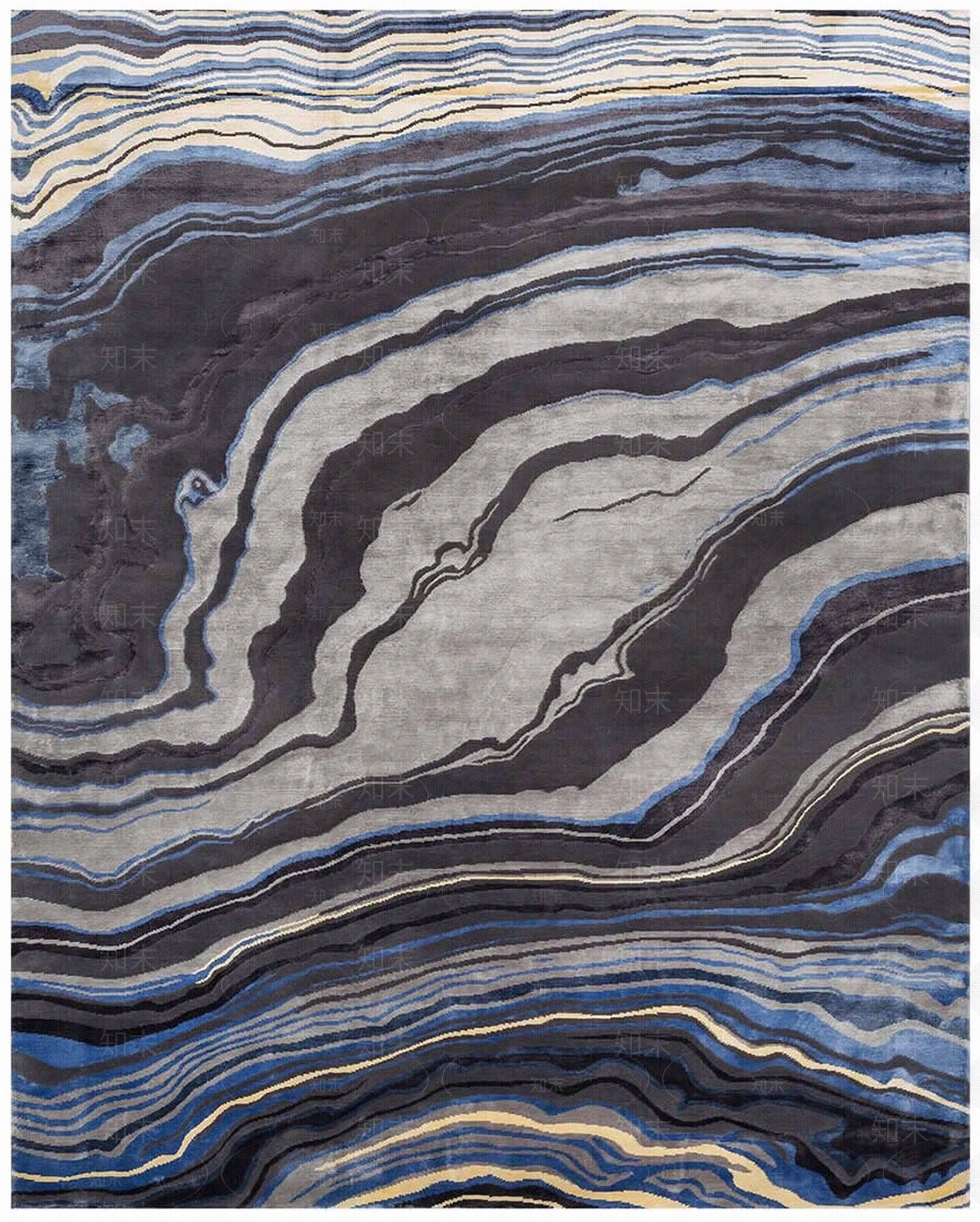 新中式蓝灰色玛瑙纹理图案地毯贴图下载【ID:1152438035】