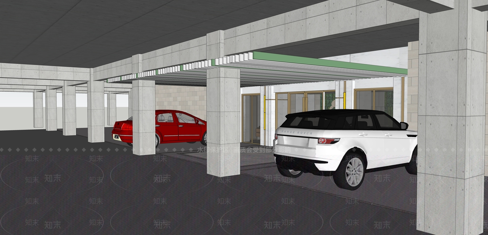 现代地下车库SU模型下载【ID:1152439329】