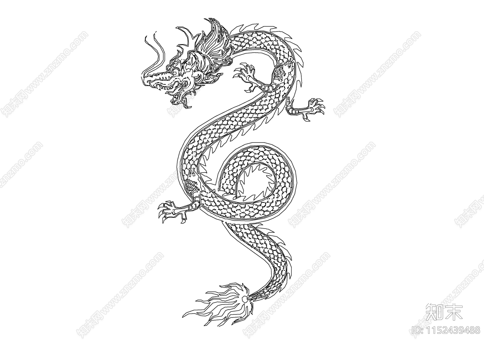 龙图案cad施工图下载【ID:1152439488】
