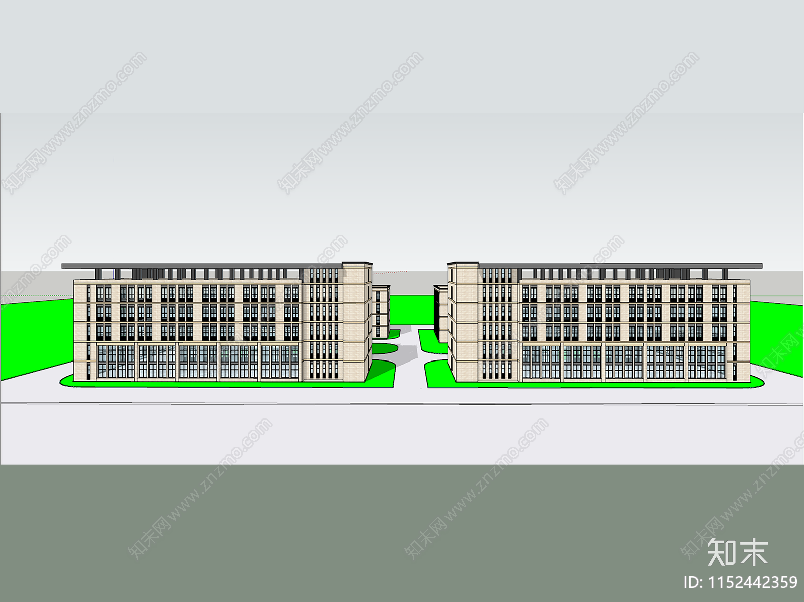 现代多层办公楼SU模型下载【ID:1152442359】