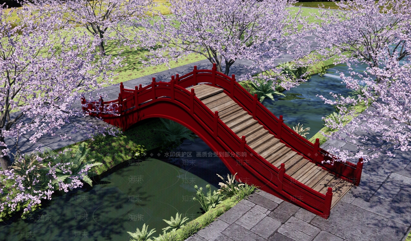 中式景观桥SU模型下载【ID:1152443416】