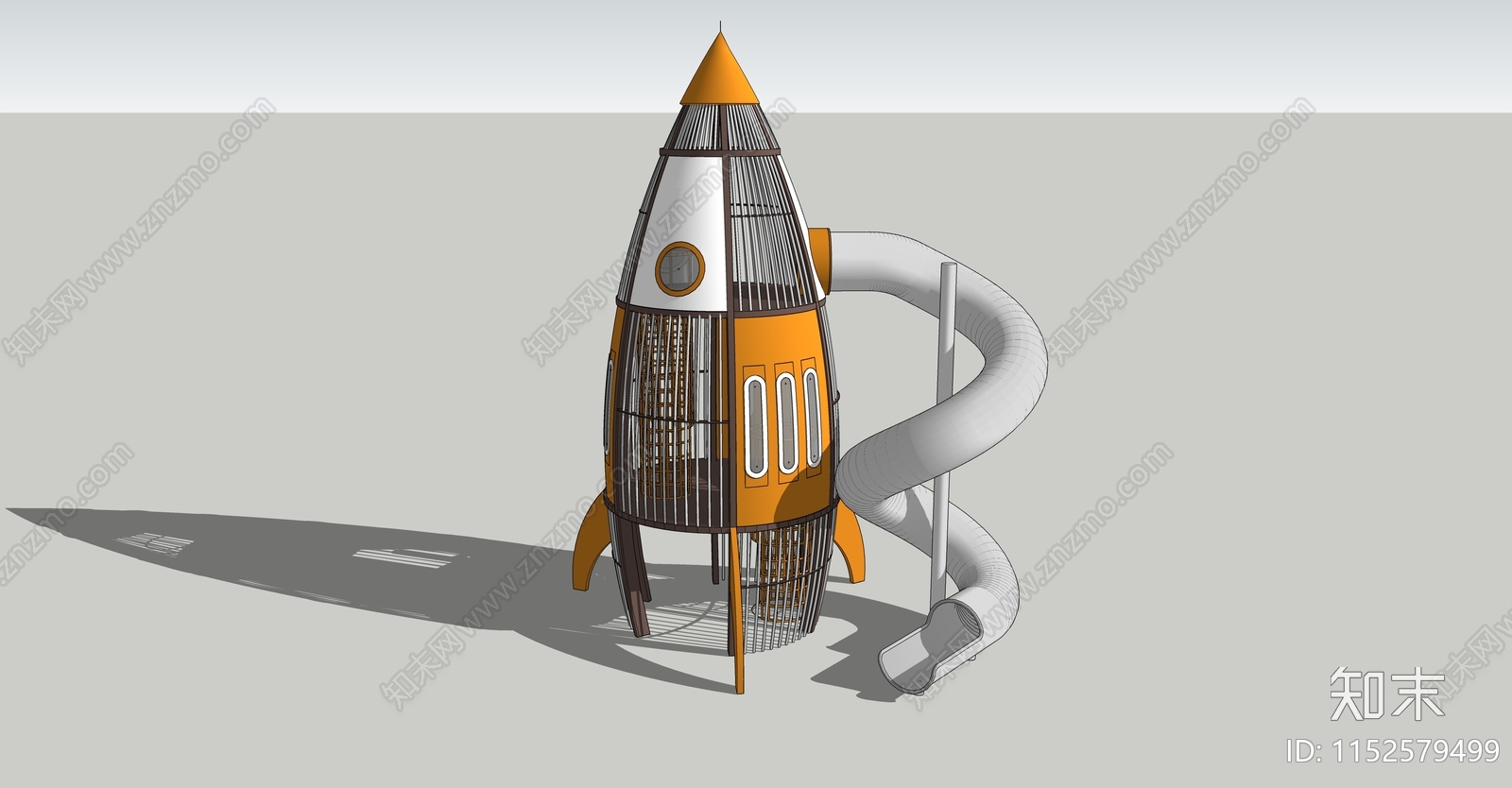 火箭造型攀爬滑滑梯SU模型下载【ID:1152579499】