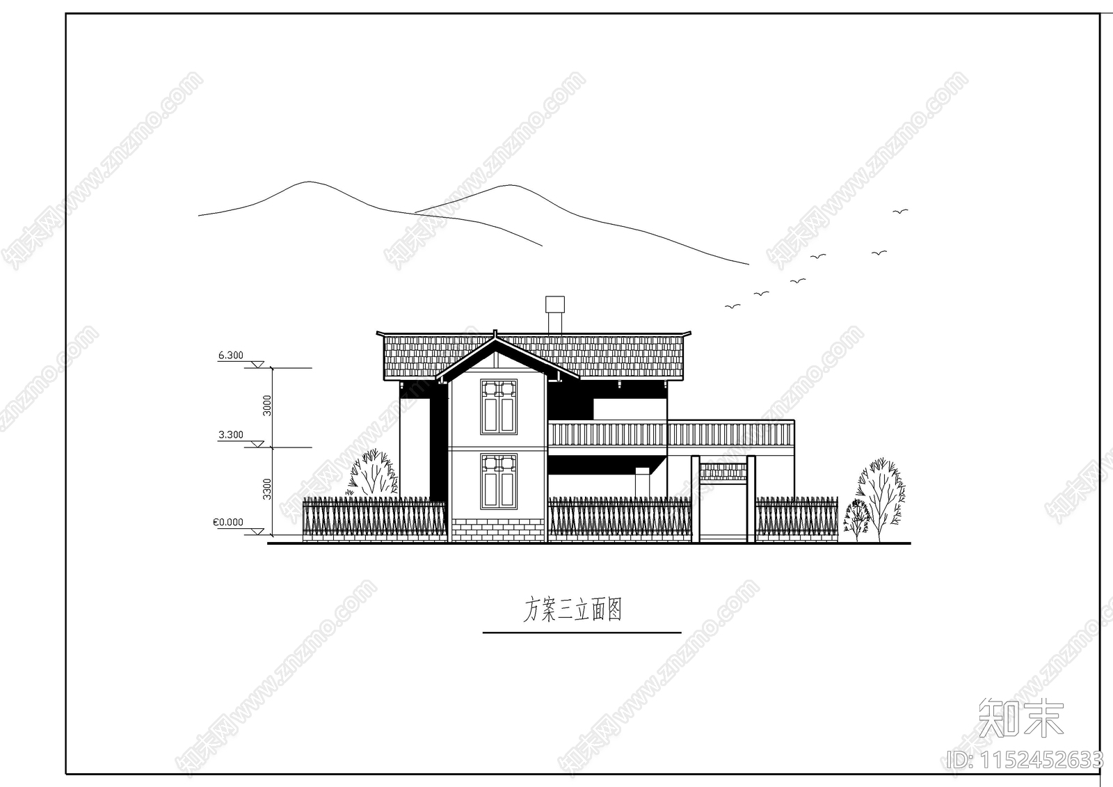 川南民居风格建筑平面图cad施工图下载【ID:1152452633】