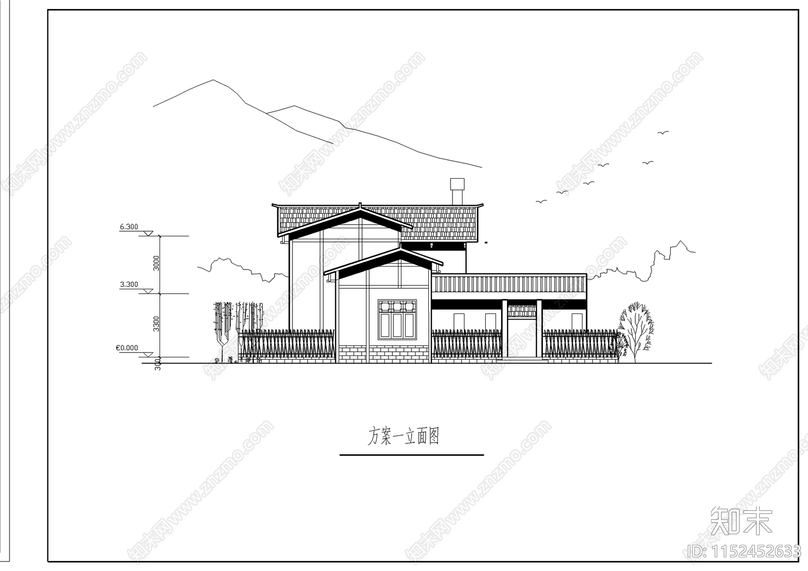 川南民居风格建筑平面图cad施工图下载【ID:1152452633】