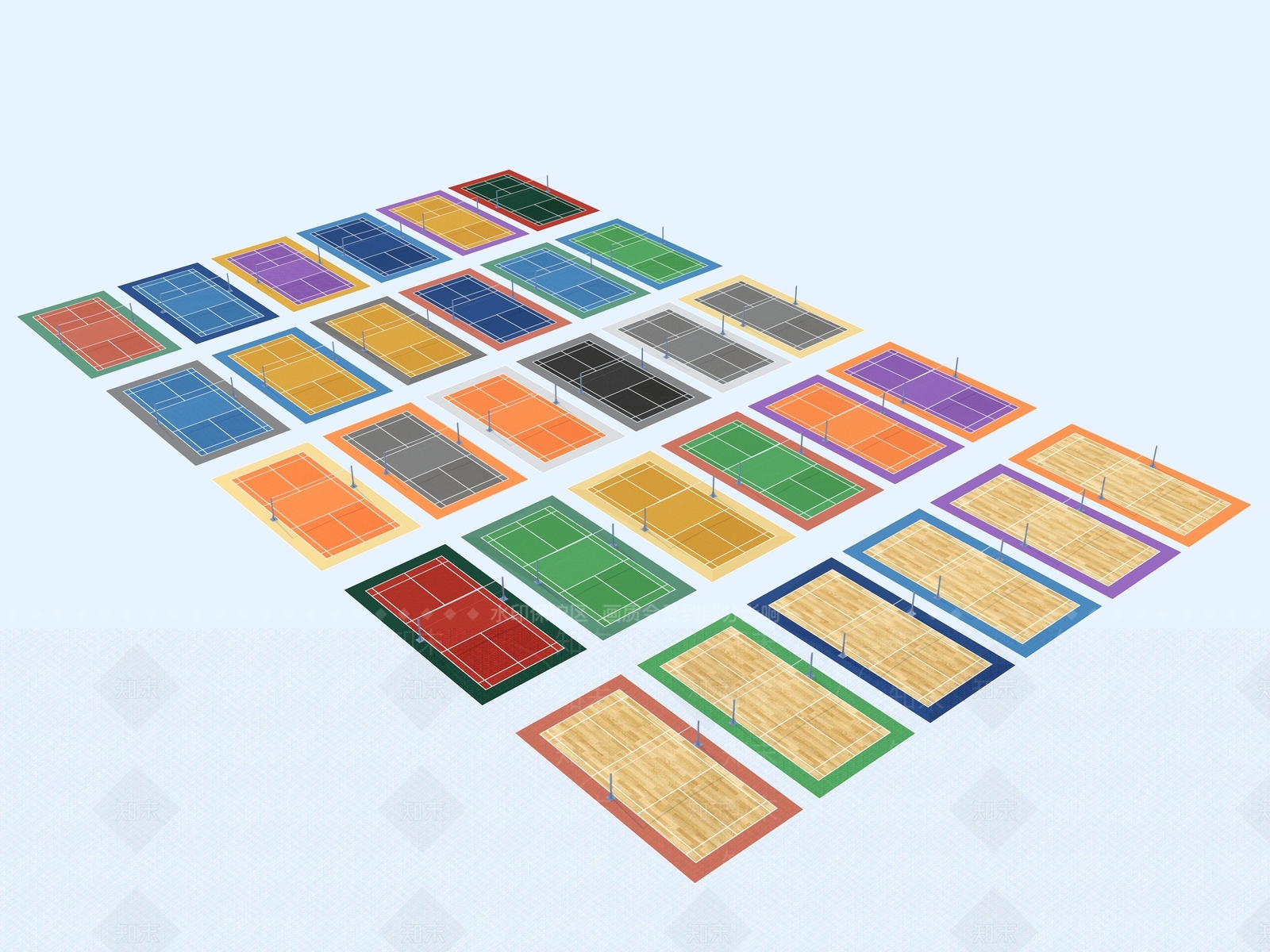 现代户外羽毛球场3D模型下载【ID:1152454606】