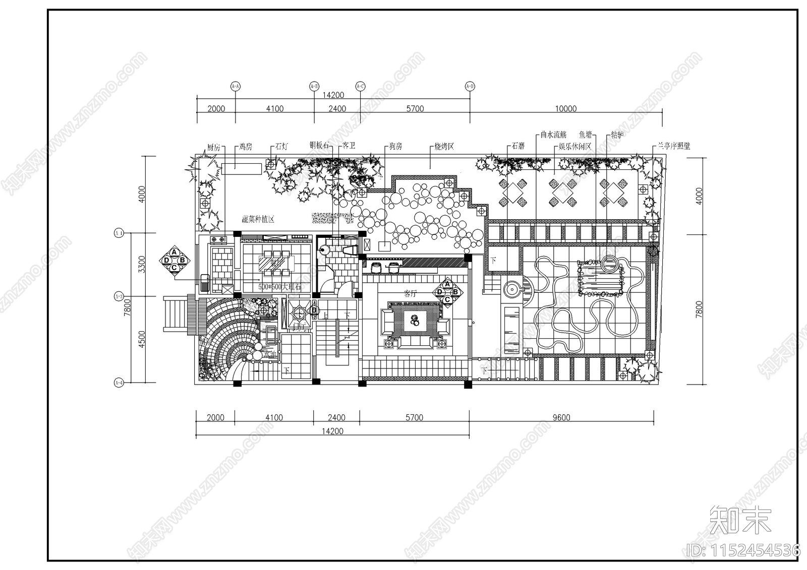 川西民居风格独栋别墅建筑cad施工图下载【ID:1152454536】