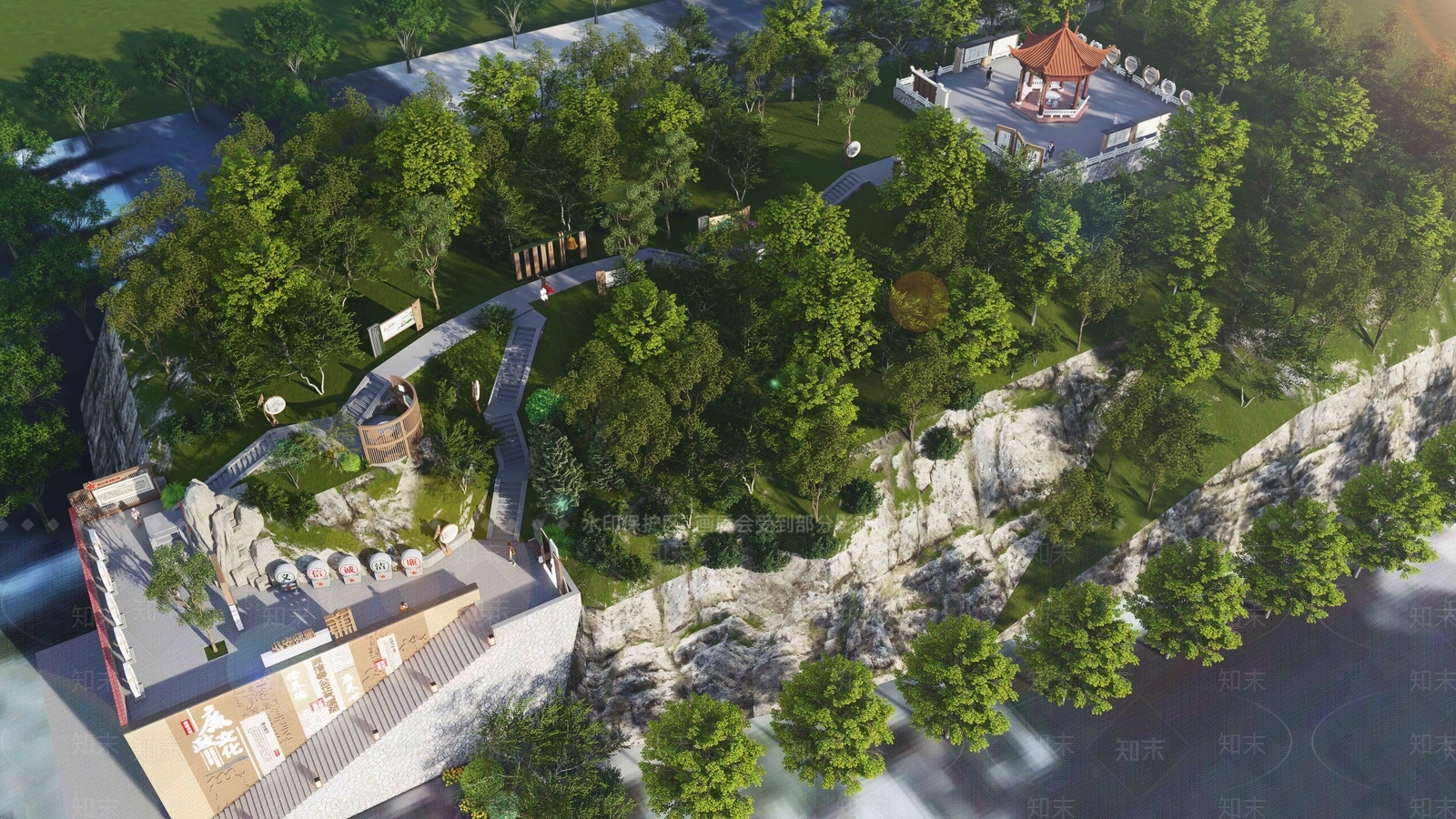 新中式景观公园SU模型下载【ID:1152454855】
