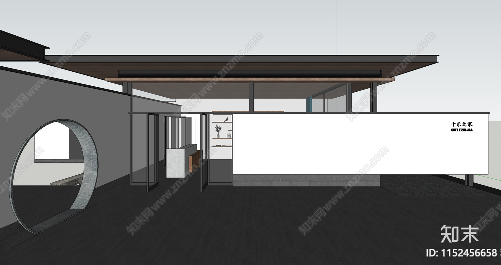 新中式接待厅SU模型下载【ID:1152456658】