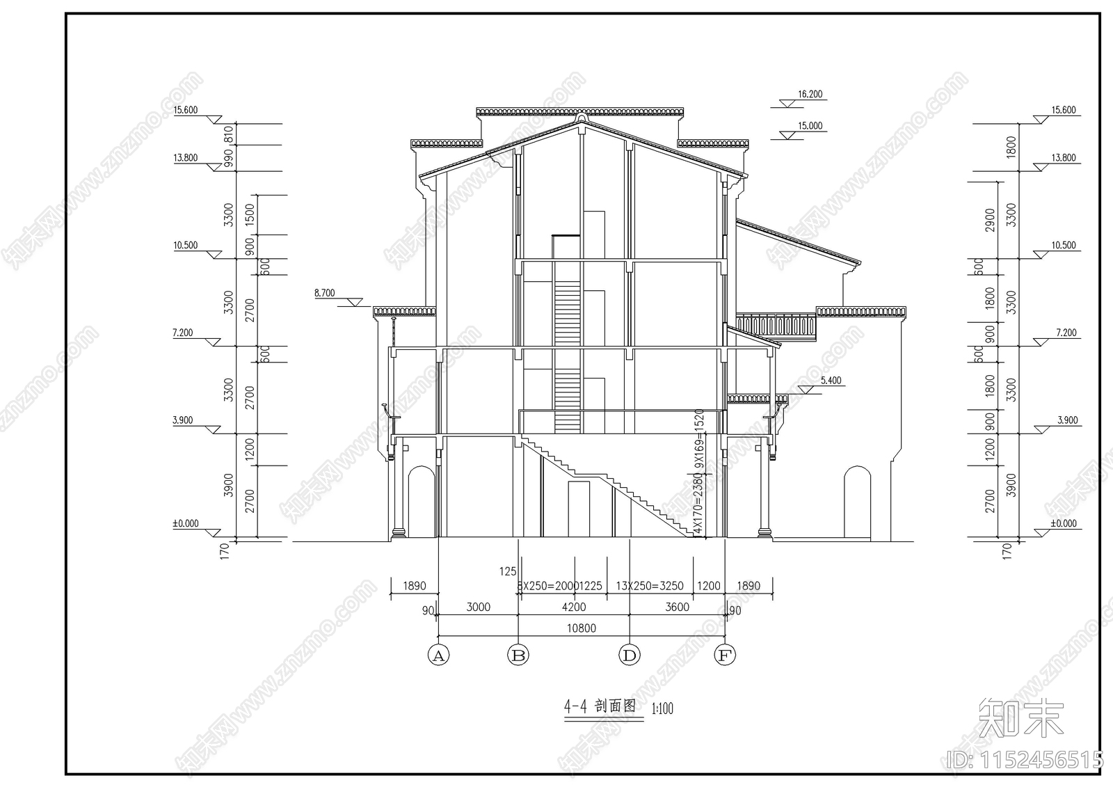 仿古民居建筑平面图cad施工图下载【ID:1152456515】