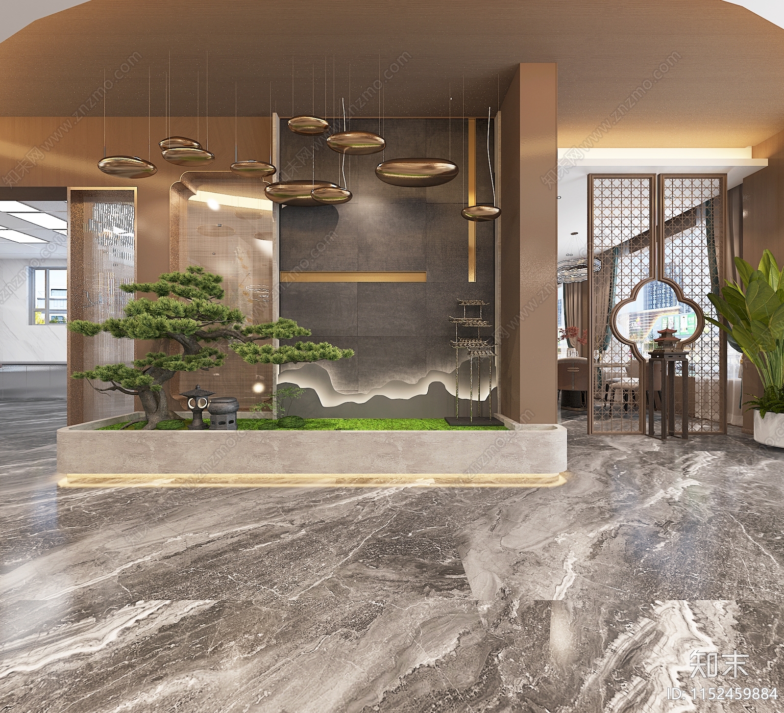 新中式中餐厅3D模型下载【ID:1152459884】_知末3d模型网